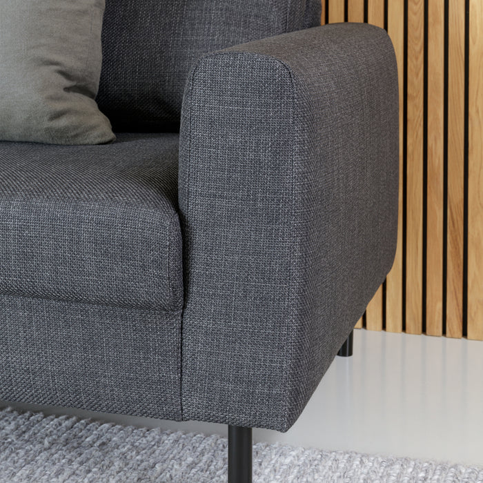 Omaha 3-Seater Sofa in Basel Dark Grey 19 Fabric, Base Matt Black Steel