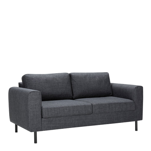 Omaha 2.5-Seater Sofa in Basel Dark Grey 19 Fabric, Base Matt Black Steel