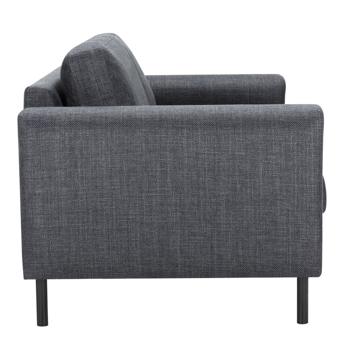 Omaha 2.5-Seater Sofa in Basel Dark Grey 19 Fabric, Base Matt Black Steel