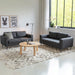 Omaha 2.5-Seater Sofa in Basel Dark Grey 19 Fabric, Base Matt Black Steel