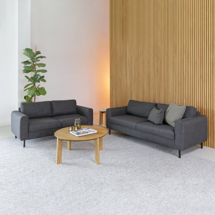 Omaha 2.5-Seater Sofa in Basel Dark Grey 19 Fabric, Base Matt Black Steel