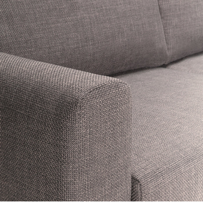 Omaha 2.5-Seater Sofa in Basel Light Grey Brown 34 Fabric, Base Matt Black Steel