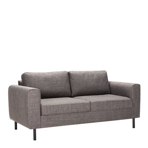 Omaha 2.5-Seater Sofa in Basel Light Grey Brown 34 Fabric, Base Matt Black Steel
