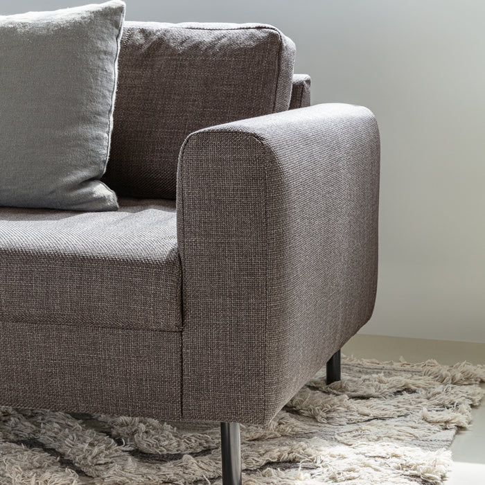 Omaha 2.5-Seater Sofa in Basel Light Grey Brown 34 Fabric, Base Matt Black Steel