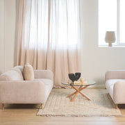 Westham 2-Seater Sofa in Fay Beige 05 Fabric, Base in Matt Oak