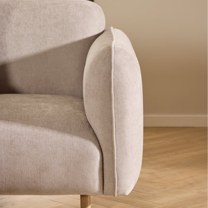 Westham 2-Seater Sofa in Fay Beige 05 Fabric, Base in Matt Oak