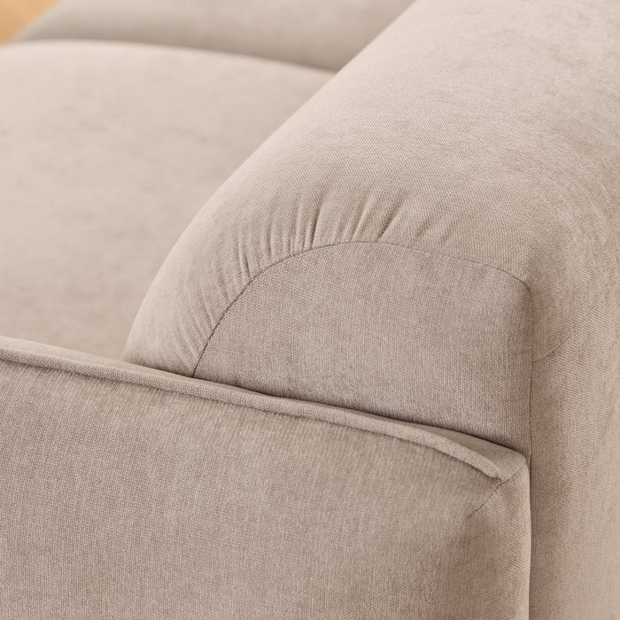 Westham 2-Seater Sofa in Fay Beige 05 Fabric, Base in Matt Oak