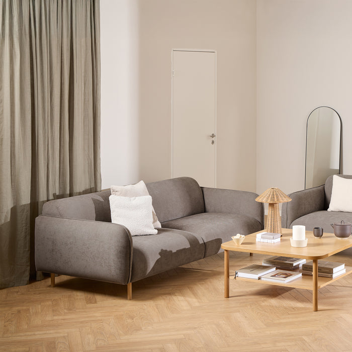 Westham 3+3-Seater Sofa in Fay Fabric Dusty Brown 21 Fabric, Base in Matt Oak