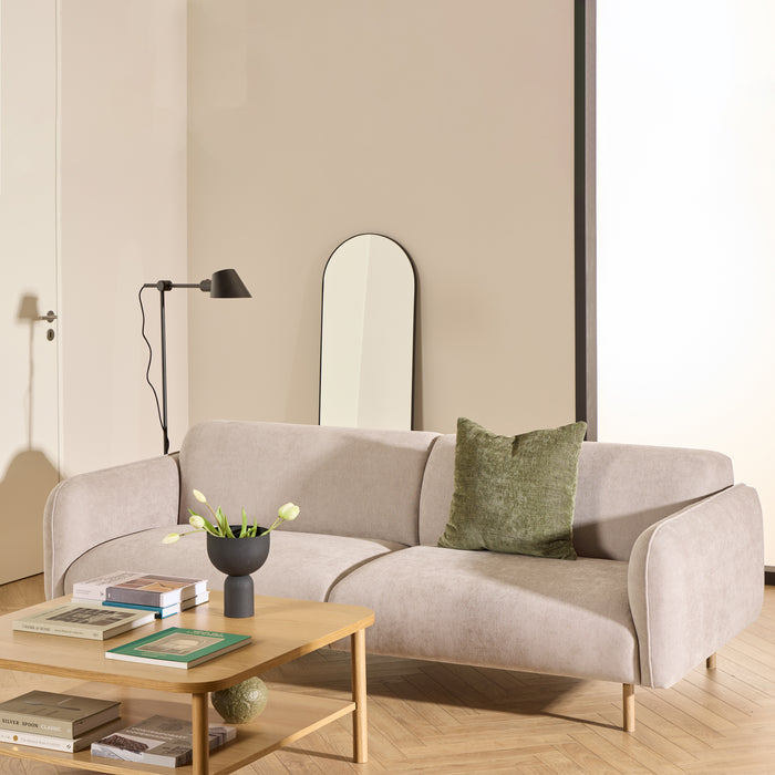 Westham 3-Seater Sofa in Fay Beige 05 Fabric, Base in Matt Oak