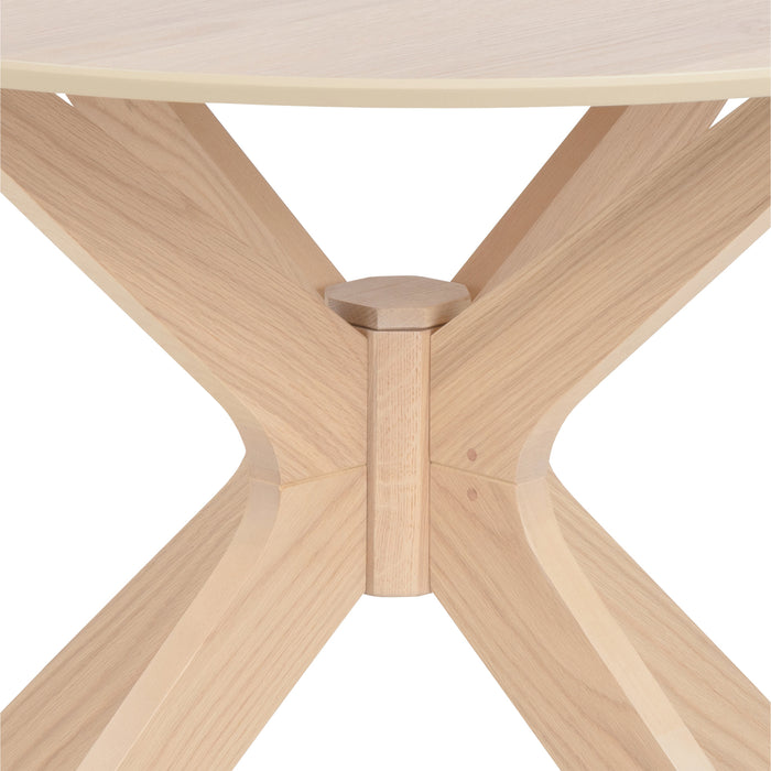 I_Duncan Round Dining Table in White Oak Included 4 Cassandra Dining Chair with Armrest in White Oak