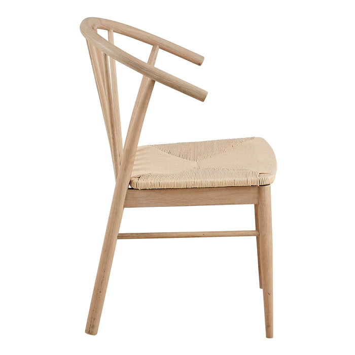 I_Duncan Round Dining Table in White Oak Included 4 Cassandra Dining Chair with Armrest in White Oak
