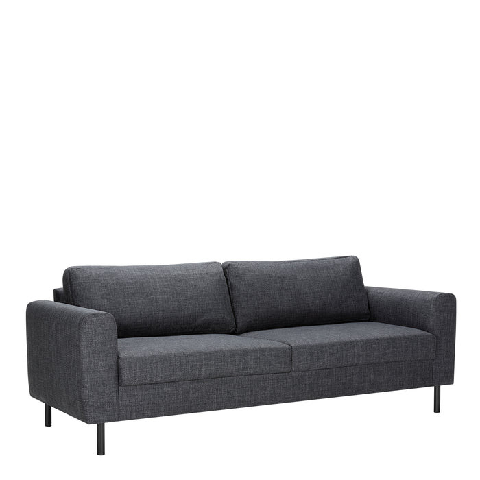 Omaha 3+3-Seater Sofa in Basel Dark Grey 19 Fabric, Base Matt Black Steel
