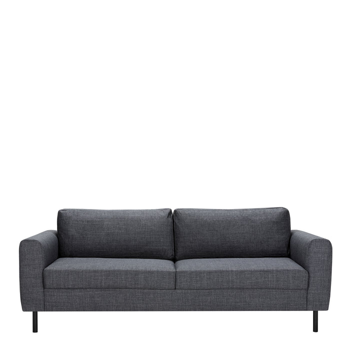 Omaha 3+3-Seater Sofa in Basel Dark Grey 19 Fabric, Base Matt Black Steel