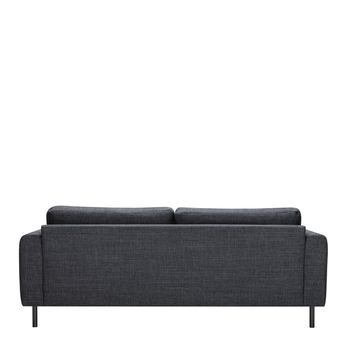 Omaha 3+3-Seater Sofa in Basel Dark Grey 19 Fabric, Base Matt Black Steel