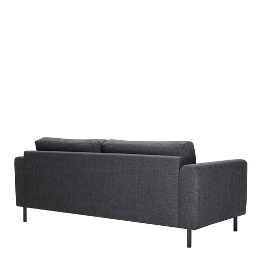 Omaha 2.5+3-Seater Sofa in Basel Dark Grey 19 Fabric, Base Matt Black Steel