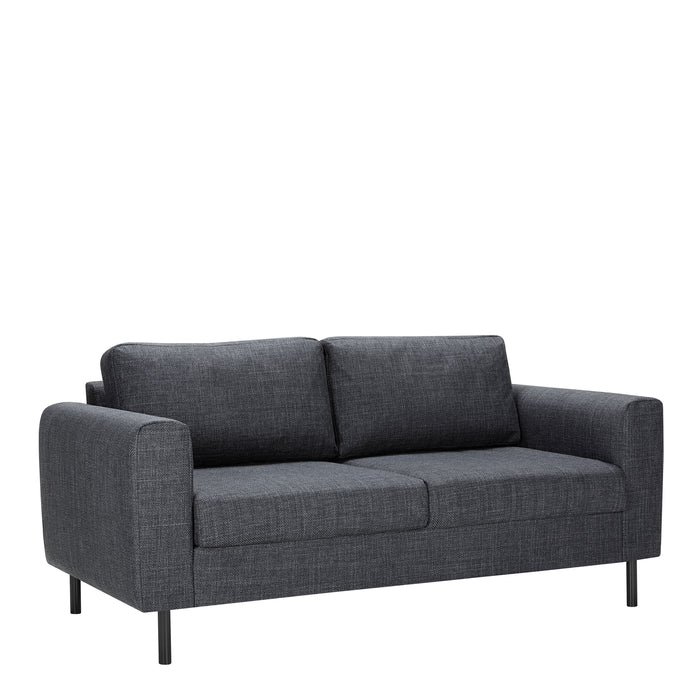 Omaha 2.5+3-Seater Sofa in Basel Dark Grey 19 Fabric, Base Matt Black Steel