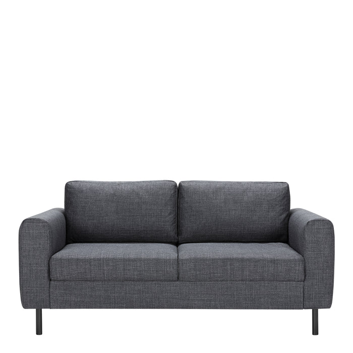 Omaha 2.5+3-Seater Sofa in Basel Dark Grey 19 Fabric, Base Matt Black Steel
