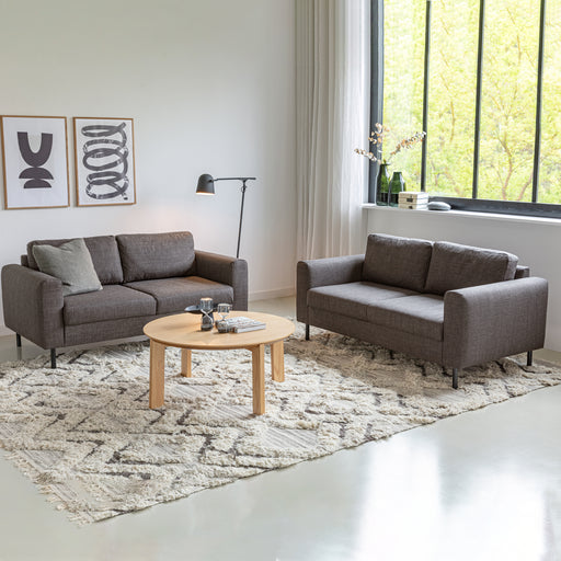 Omaha 2.5+2.5-Seater Sofa in Basel Light Grey Brown 34 Fabric, Base Matt Black Steel
