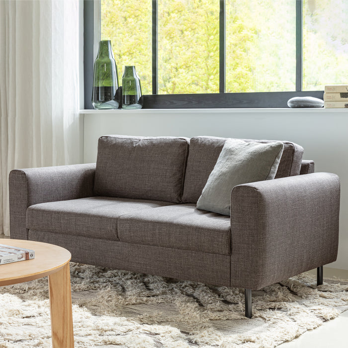 Omaha 2.5+3-Seater Sofa in Basel Light Grey Brown 34 Fabric, Base Matt Black Steel