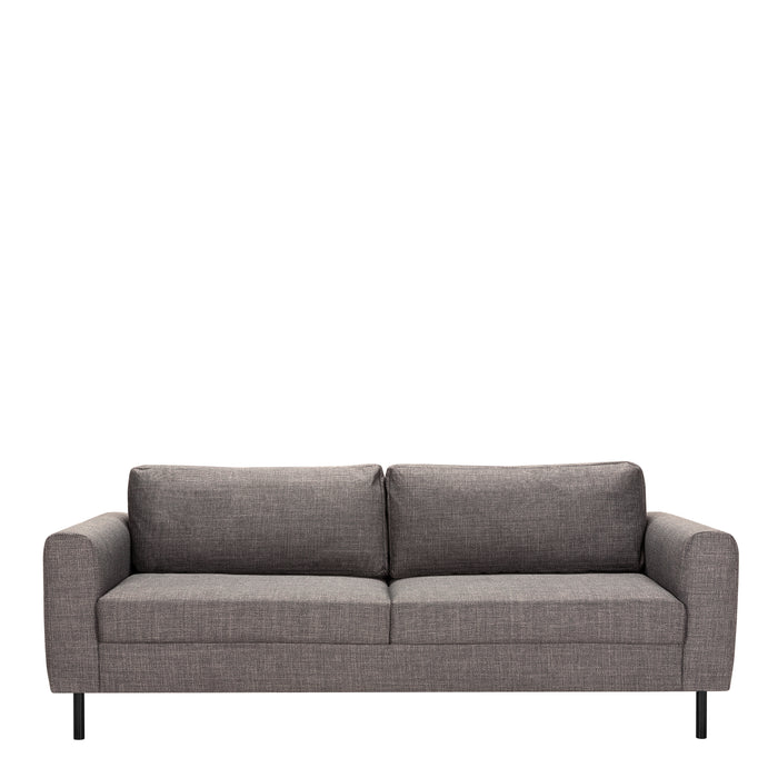 Omaha 2.5+3-Seater Sofa in Basel Light Grey Brown 34 Fabric, Base Matt Black Steel