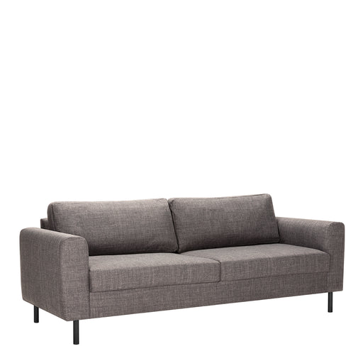 Omaha 3+3-Seater Sofa in Basel Light Grey Brown 34 Fabric, Base Matt Black Steel