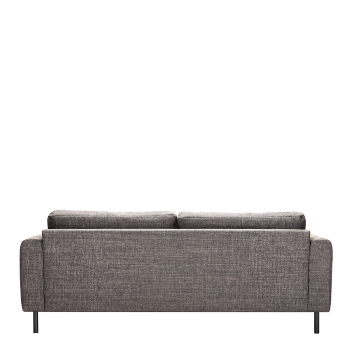 Omaha 3+3-Seater Sofa in Basel Light Grey Brown 34 Fabric, Base Matt Black Steel