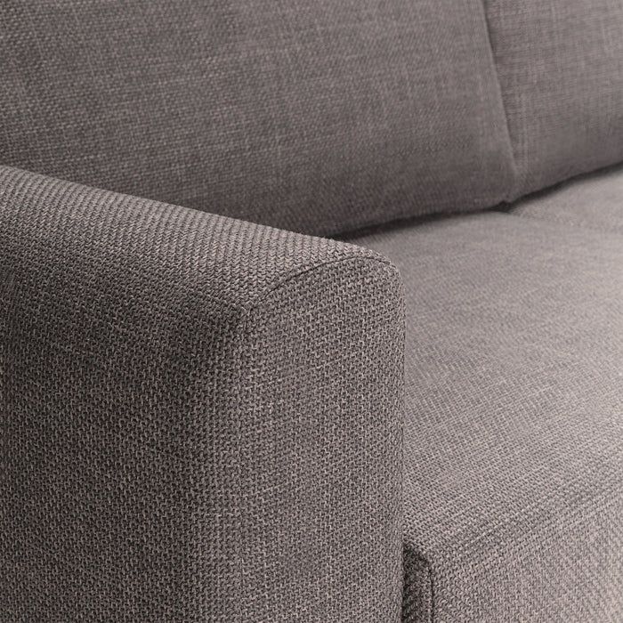 Omaha 3+3-Seater Sofa in Basel Light Grey Brown 34 Fabric, Base Matt Black Steel