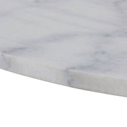 Tarifa Round Dining Table with White Polished Marble Top and Black Base