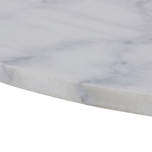 Tarifa Round Dining Table with White Polished Marble Top and Black Base