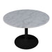 Tarifa Round Dining Table with White Polished Marble Top and Black Base