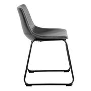 Heaven Round Dining Table with White Polished Marble Top Included 4 I_Oregon Dining Chair In Black with Cream Stitching,