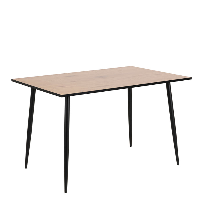 Wilma Dining Table with Oak Top & Black Legs Included 4 Celia Dining Chair in Light Grey