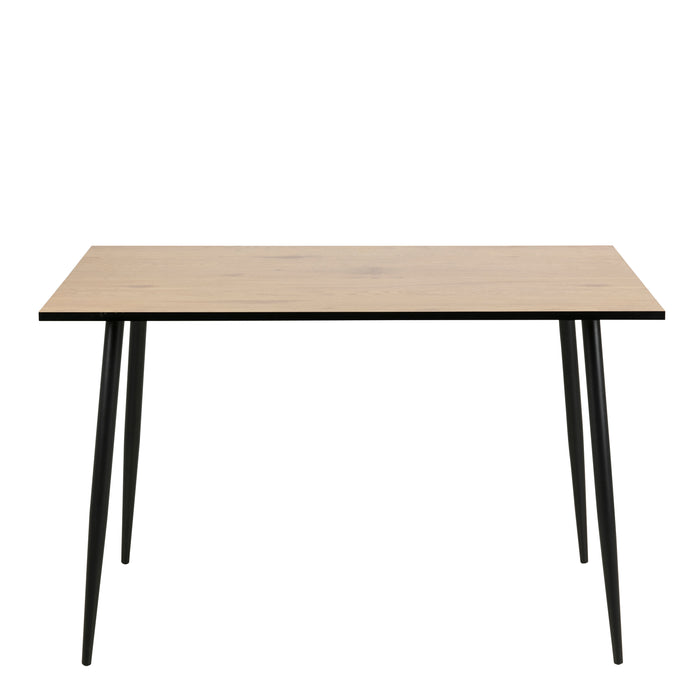 Wilma Dining Table with Oak Top & Black Legs Included 4 Celia Dining Chair in Light Grey