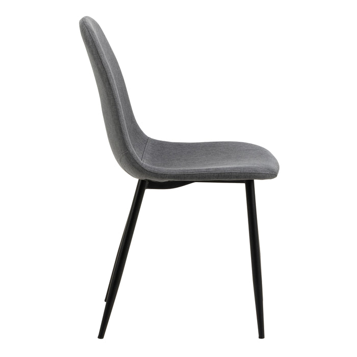Wilma Dining Table with Oak Top & Black Legs Included 4 Celia Dining Chair in Light Grey