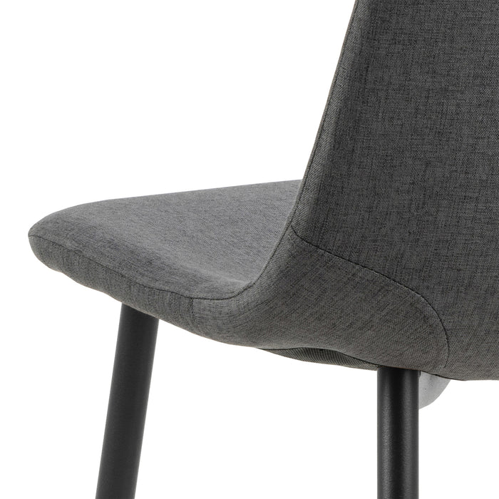 Wilma Dining Table with Oak Top & Black Legs Included 4 Celia Dining Chair in Light Grey