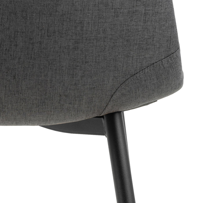 Wilma Dining Table with Oak Top & Black Legs Included 4 Celia Dining Chair in Light Grey
