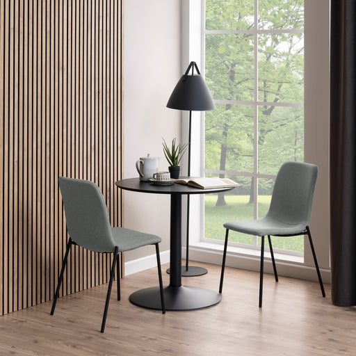 Ibiza Small Round Cafe Table with Black Ash Top and Matt Black Base