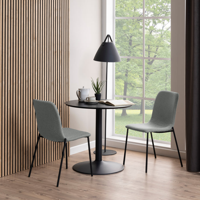 Ibiza Small Round Cafe Table with Black Ash Top and Matt Black Base