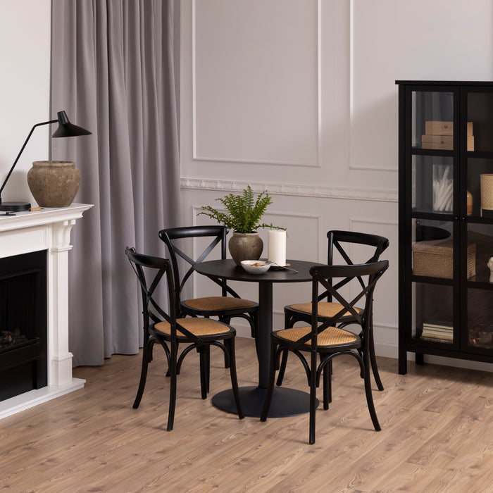 Ibiza Small Round Cafe Table with Black Ash Top and Matt Black Base