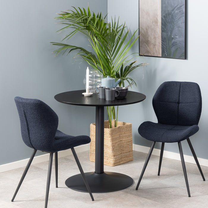 Ibiza Small Round Cafe Table with Black Ash Top and Matt Black Base