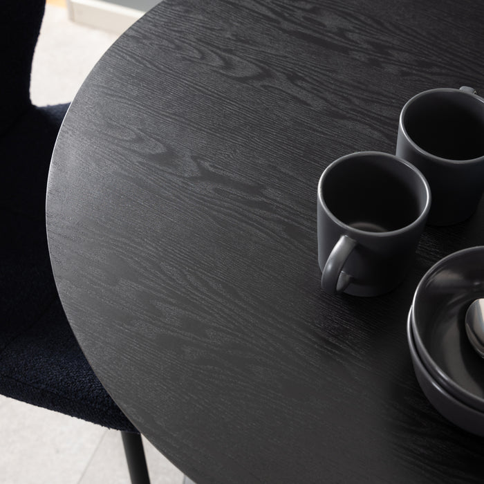 Ibiza Small Round Cafe Table with Black Ash Top and Matt Black Base