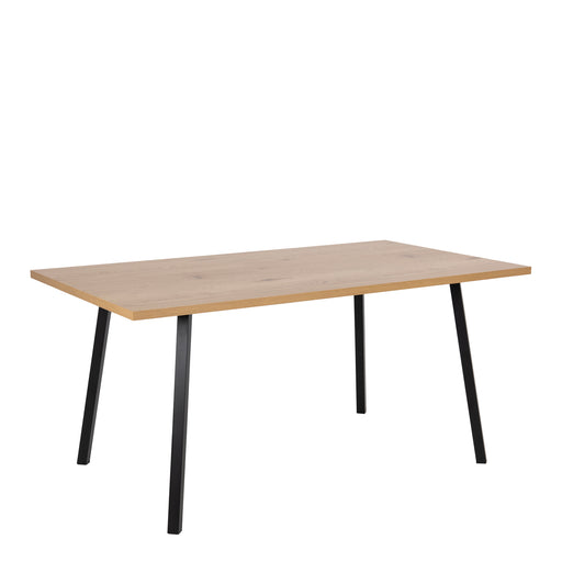 Cenny Dining Table in Oak & Black Included 4 Wilma Dining Chair in Light Grey
