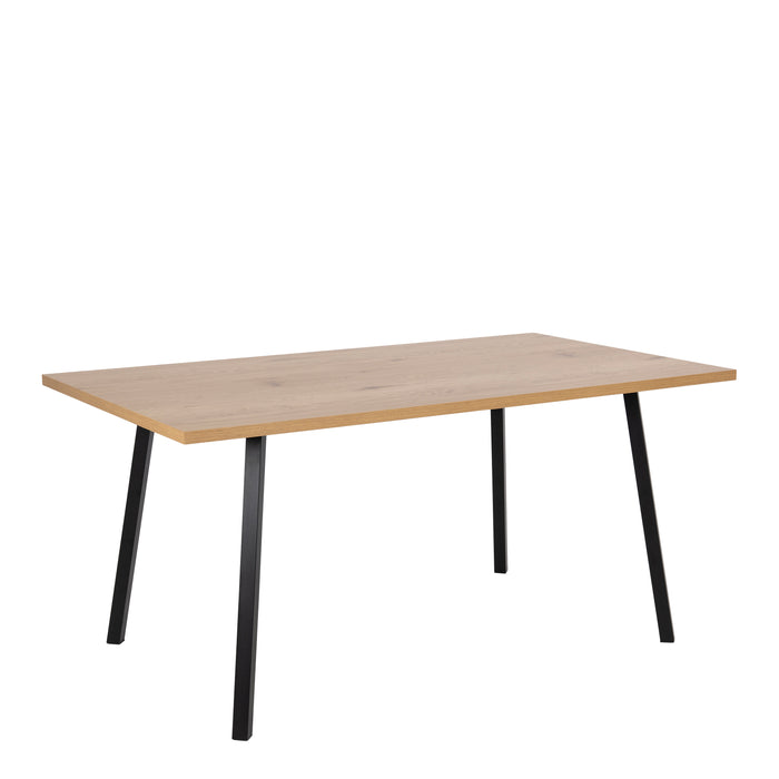 Cenny Dining Table in Oak & Black Included 4 Wilma Dining Chair in Light Grey