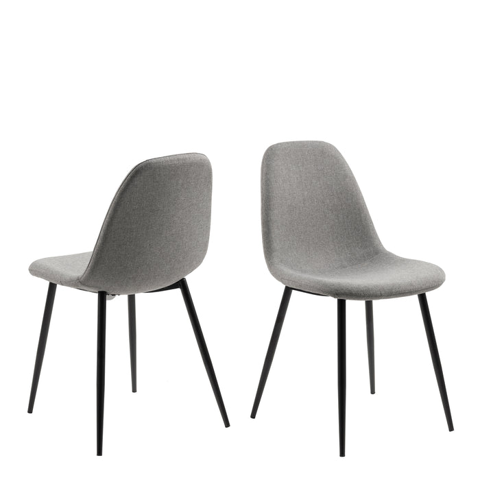 Cenny Dining Table in Oak & Black Included 4 Wilma Dining Chair in Light Grey