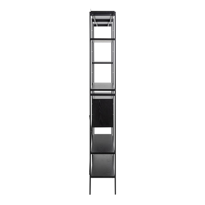 Angus Bookcase with 1 Sliding Door & 5 Shelves in Black