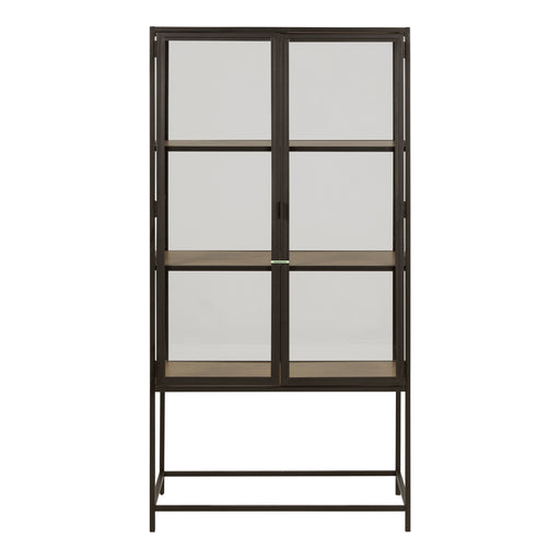 Seaford 2 Glass Door Display Cabinet in Black & Oak