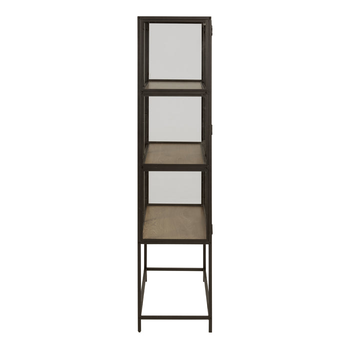 Seaford 2 Glass Door Display Cabinet in Black & Oak
