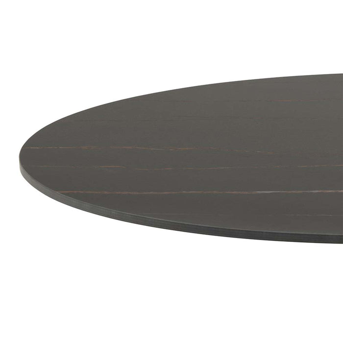 Malta Ceramic Round Dining Table in Black 90x75cm Included 4 Celia Dining Chair in Light Grey
