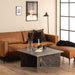 Vega Square Coffee Table with Marron Marble Top 90cm