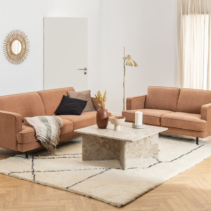Vega Square Coffee Table with Brown Marble Top 90cm